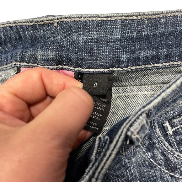 Harley Davidson Motorcycles Blue Jeans Size 4 Vintage Bling Sewn Biker Girl - Picture 8 of 11